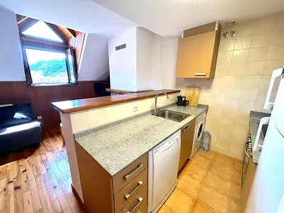 Una cocina o zona de cocina en Dúplex amb vistes fantàstiques al centre d'Esterri d'Àneu by RURAL D'ÀNEU