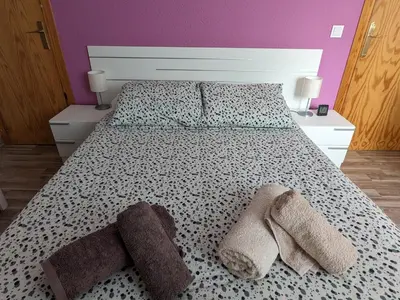 Cama o camas de una habitación en Bonito y luminoso apartamento con wifi y chimenea Aizú - Villanúa