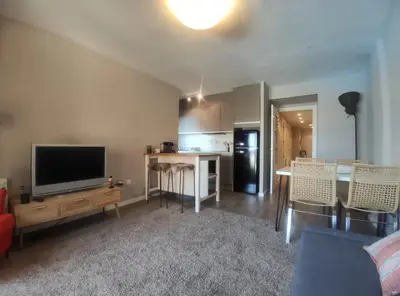 Una televisión o centro de entretenimiento en Apartamento D´Ousseau