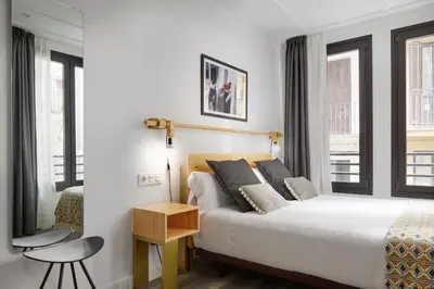 Cama o camas de una habitación en Hostal Arriazu