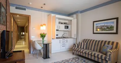 Una televisión o centro de entretenimiento en Apartaments Suites Sant Jordi