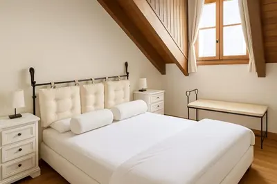 Cama o camas de una habitación en Apartamento Duplex Esterri ideal para familias
