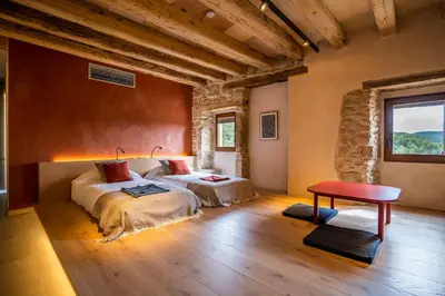Cama o camas de una habitación en Hotel japonès Puigpinós