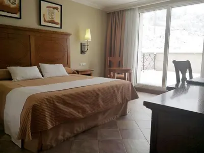 Cama o camas de una habitación en Hotel Pamplona Villava