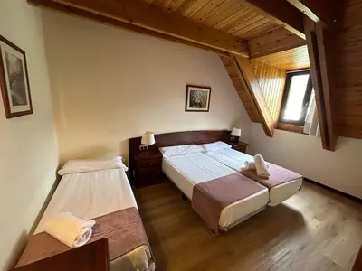 Cama o camas de una habitación en Hotel Romànic