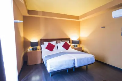 Cama o camas de una habitación en Hotel Alda Castillo de Olite