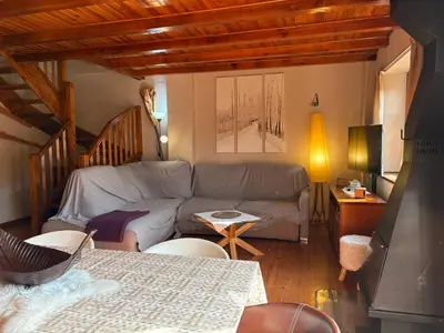 Zona de estar de Triplex, chimenea y Wi-Fi, confort a tres niveles - Puig Falcó 1