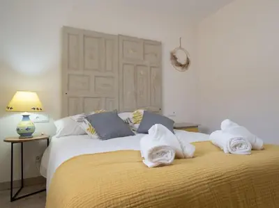 Cama o camas de una habitación en Casa Rural El Moradel Añon